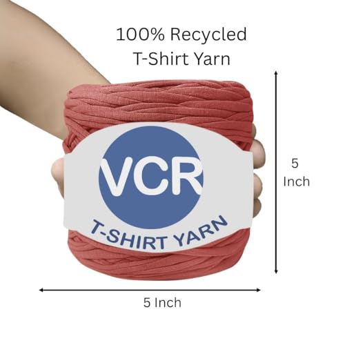 Image of VCR Rust Orange Big T-Shirt Yarn, 100 Meters Length, Recycled & Fashionable Craft Yarn, Pack of 1, Suitable for Crochet, Knitting & DIY Bags, Baskets, Cushions & Home Decor Projects