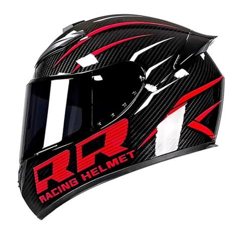 Casco Integrale, Casco Da Moto Certificato ECE 22.06 E Casco Da Scooter Con Doppia Visiera Per Donna, Uomo E Adulto, Casco Da Moto, Visiera Trasparente, Nero B3,L/(57~85cm)