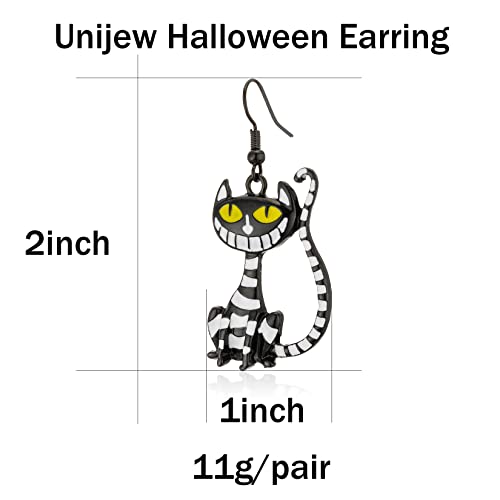 Halloween Decor Cat Earrings, Womens Vintage Gothic Fashion Cat Earrings Hook, Black and White Hip Hop Cat Decorative Earrings for Halloween, Parties4