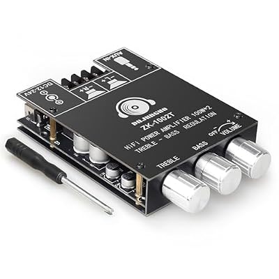 100W+100W Amplifier Board with Treble and Bass Control, DC 9-24V, BT and AUX Inputs, 2.0 Channel Stereo AMP Board for DIY Wireless Speakers, Password Free