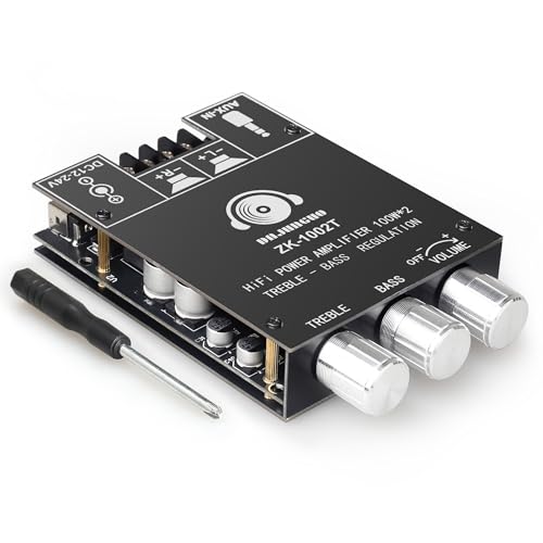 DAMGOO 100W+100W Amplifier Board With Treble And Bass Control, DC 9-24V, Bt And Aux Inputs, 2.0 Channel Stereo Amp Board For DIY Wireless Speakers, Password Free (Zk-1002T)
