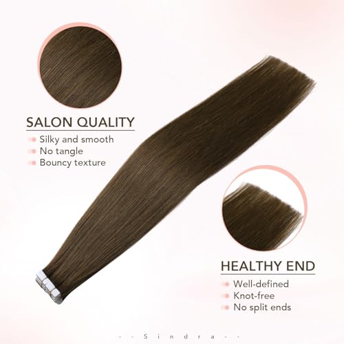 Image of Sindra Invisi Edge Tape in Hair Extensions Human Hair Medium Brown