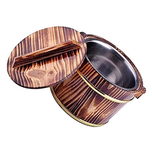 Hangiri en Bois Seau de Bol de Riz à Sushi Oke 18 cm avec Couvercle pour Cuisine