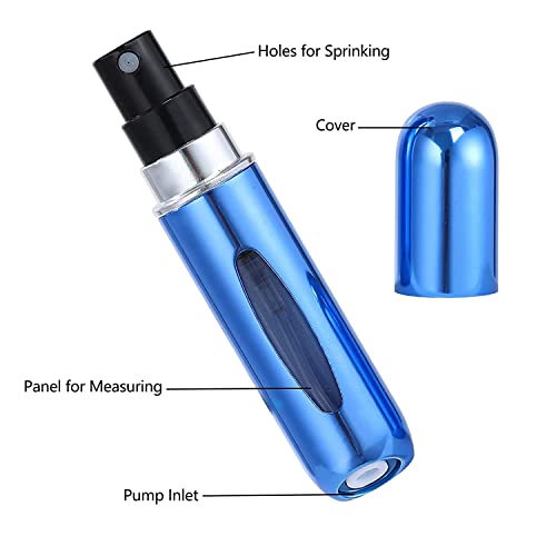 Image of AUGEN Portable Mini Refillable Perfume Atomizer Bottle Atomizer Travel Size Spray Bottles Accessories 5ml - 1 Piece (Blue, Aluminium)
