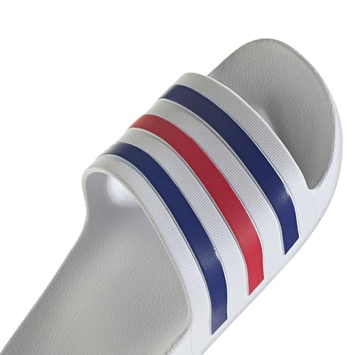 adidas Unisex Adilette Aqua Slides Sandal, Ftwr White/Pure Ruby/Semi Lucid Blue, 37 EU 4