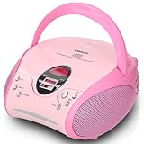 Lenco SCD-24 CD Player, Radio-CD Player , auch für Kinder, Tragbar, CD Spieler - Stereo - LCD - Display - Kopfhöreranschluss - Batterie u. Netzbetrieb - rosa