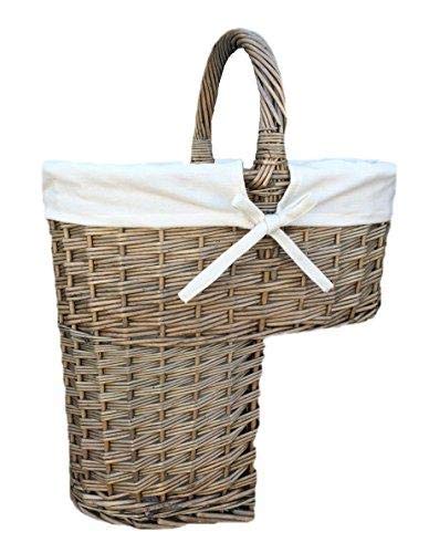 Antique Wash Finished Stair Basket with White Lining