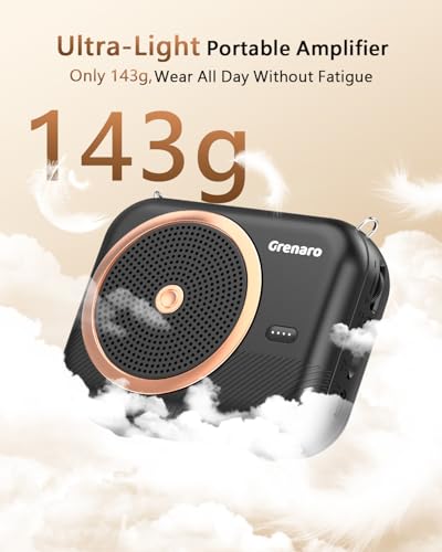 Image of GRENARO Voice Amplifier for Teachers with Bluetooth 5.3, 14Hrs Battery, 10W Speaker, Wired Mic for Classroom Teaching Aid, Training, Tour Guides & Yoga