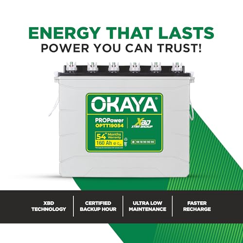 Image of Okaya Inverter with Battery Combo for Home,Office & Shops | ATSW1700 12V True Sine Wave Inverter 1450VA with 36 Months Warranty & OPTT19054 160Ah XBD+ Certified TT Battery with 54 Months Warranty