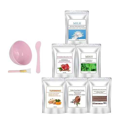 Peel Off Jelly Mask – Jelly Maschera per il Viso in Polvere Sbiancante per un Incarnato Luminoso, Maschera Viso Rigenerante con Modellante Maschera in Gomma Polvere con Accessori