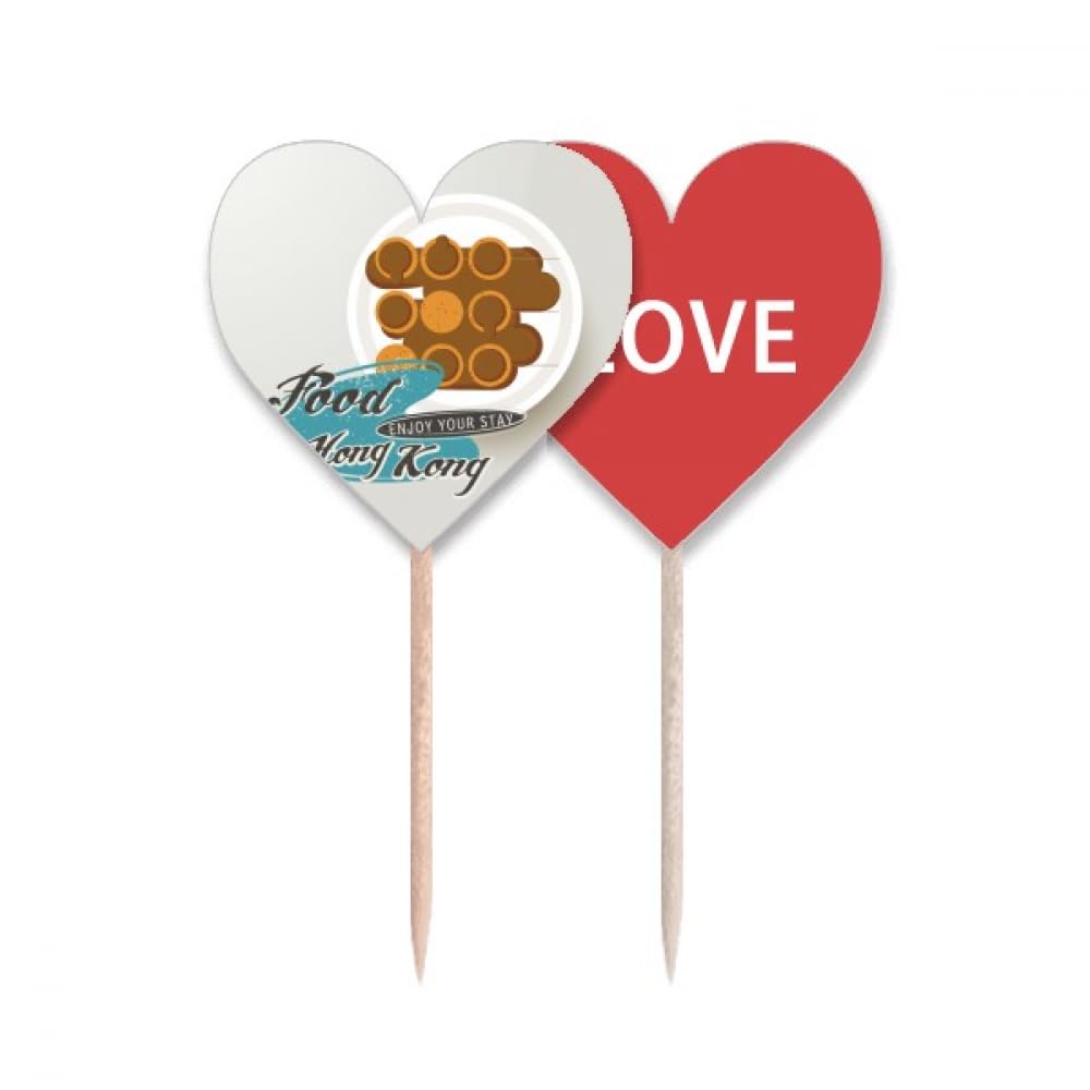 Love Heart Lable Cupcake Pick en bois naturel premium