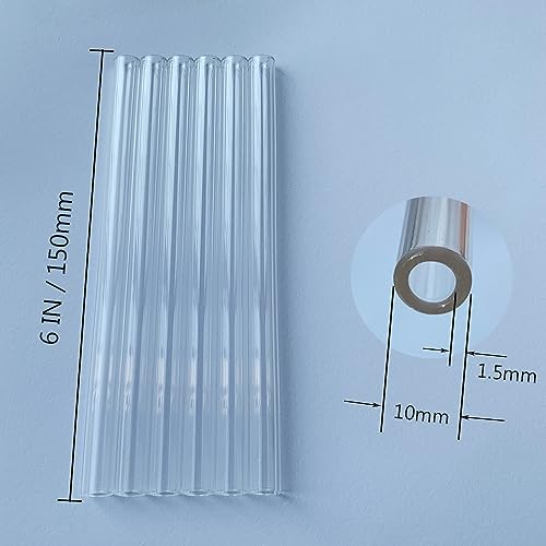 Image of Glass Straws 12 Piece, 6 Inch, 10mm OD, 1.5mm Thick, Clear, 10mm-6IN-Clear