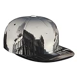 dngser berretto da baseball alla moda, traspirante, con stampa di città rovinate, unisex, regolabile, perfetto per viaggi, attività all'aperto, sport, colore: nero, nero, taglia unica