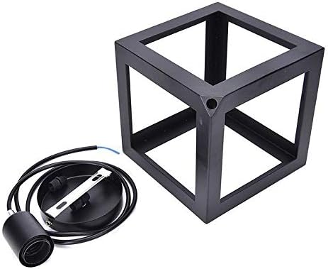 LEDSone Nieuwe Nordic Style Hanglampen Creatieve Geometrische Lamp Shade Cube Zwart E27 Base Metalen Opknoping Licht Vierkante Hanger Set Plafondverlichting AC110-240V (Lamp niet Inbegrepen) (Vierkante Hanger Set) photo 3