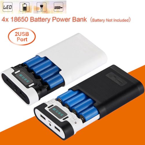 Image of Battery Charger Box 18650, Power Bank Case, Battery Charging Case, Detachable USB Cell Phone Charging DIY Case, 18650 Battery Seat Charging Case, DIY Battery (Battery Not Included) (4 Cell Charger)