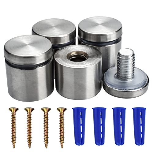 1\" x 1\" Stainless Steel Standoff Screws 4Pack Glass Standoff Mounts Wall Standoff Advertising Nails Hardware for Acrylic, Picture Frame, Signs - Thumbnail 7