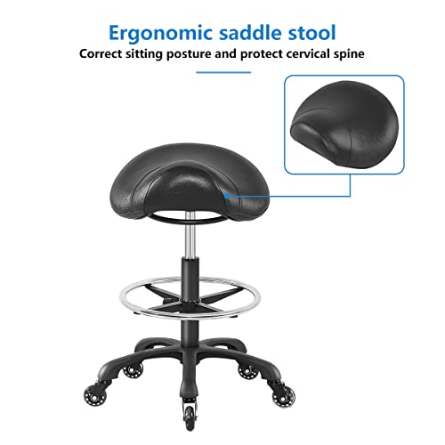 Saddle Stool Rolling Chair For Drafting Lab Clinic Dentist Salon Massage Office And Home Kitchen #TOP3
