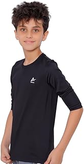 Boys' Black Long Sleeve Sports T-Shirt – Breathable Fabric, (4-6 Years)