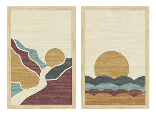 Image of ArtX Paper Boho Aesthetic Wall Decor Paintings with Frame for Home Decoration, Painting for Living Room Bedroom Office, Framed Painting for Wall Decoration, Wall Decor For Living Room, Set Of 2