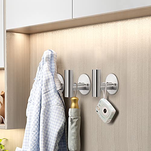 Harjue Bath Towel Hooks, 304 Stainless Steel Robe Towel Hooks Heavy-Duty Waterproof Rustproof Coat Hook For Bathroom And Kitchen- Wall Mounted And Self-Adhesive Installation, 5 Pack (Brushed Nickel) #TOP5