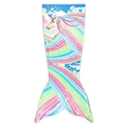 TENMET Mermaid Tail Blanket for Kids, All Season Soft Flannel Fleece Mermaids Gift for Girls,Teens Sleeping Bag Blanket