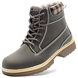 Snow Hiking Winter Boots for Women - Casual Lightweight Combat Work Boots Fur-Lined Ankle Fashion Backpacking Leather Shoes 9, Brown