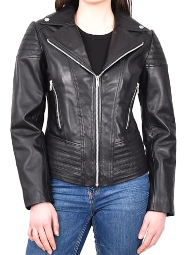 Veste de motard Sonya idéale pour vos sorties urbaines en cuir véritable
