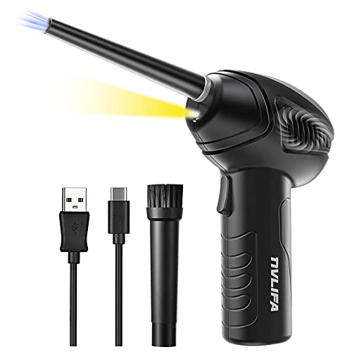 Nvlifa Air Duster, Electric Cordless Compressed Air Can Duster Keyboard Cleaner for Computer Electronics Cleaning with Powerful 36000 RPM, Type-C Fast Charging