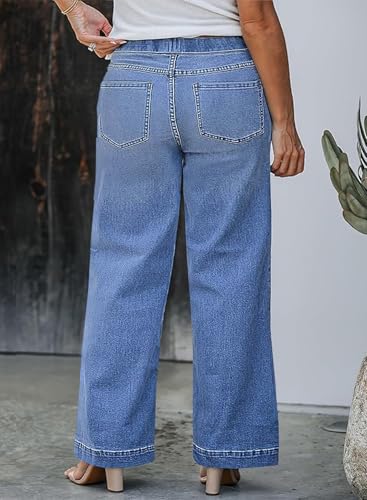Eytino Womens Plus Size Jeans Straight Leg High Waisted Stretchy Denim Pull On Pants with Pockets(1X-5X)2