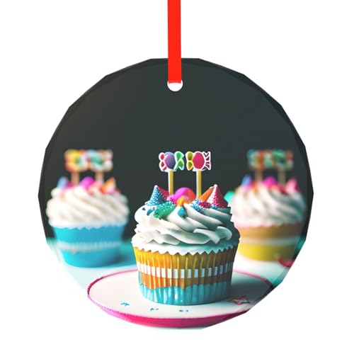 Colgante redondo de cristal con diseño de pasteles de feliz cumpleaños, fiestas de Pascua, reuniones familiares de empresa