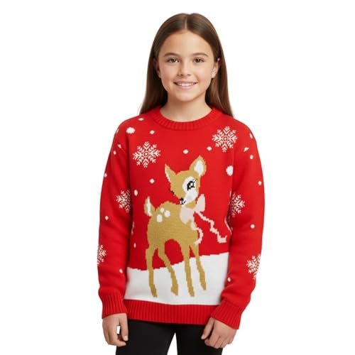 Pull de Noël pour enfants avec renne idéal pour les fêtes de fin d'année en famille