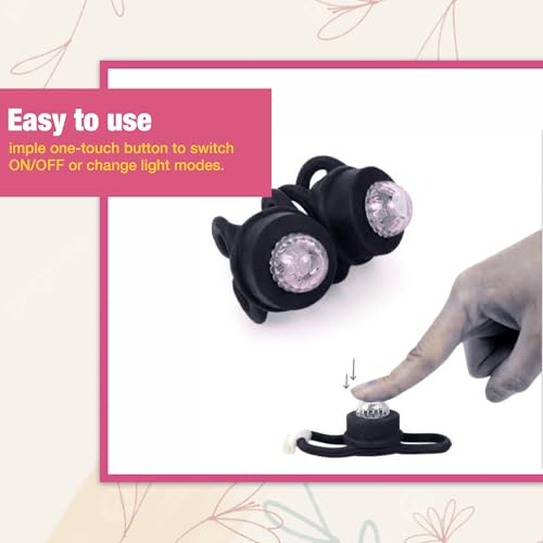 Image of Safe-O-Kid Universal Baby Stroller LED Light - Waterproof, Multipurpose, Adjustable Night Lights with Batteries for Outdoor Safety, Black, Pack of 2