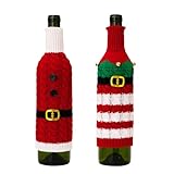 Christmas Wine Bottle Cover Christmas Wine Bags, Holiday Wine Bottle and Glass Holder, Christmas Knitted Wine Bottle Set, Christmas Wine Bottle Dress up Wine Bottle Decoration Knitting Holder