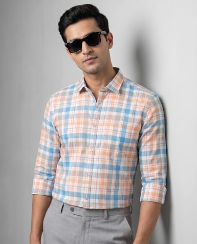 Image of Afflatus Men's Checked Casual Premium Cotton Blend Full Sleeve Regular Fit Check Shirt for Man | Stylish Checks Shirt for Casual Wear | Cotton Shirt for Men