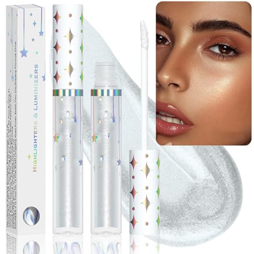 Barra de maquillaje resaltador líquido, resaltador facial líquido - Brillo corporal | Resaltador líquido resistente al agua, resaltador de larga duración, brillo para mejillas - imagen 8