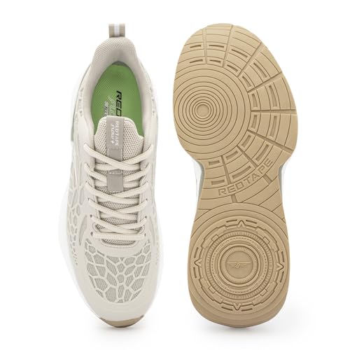 Image of Red Tape Men's Sneakers Beige KPU Round Toe Lace-Up All-Day Comfort