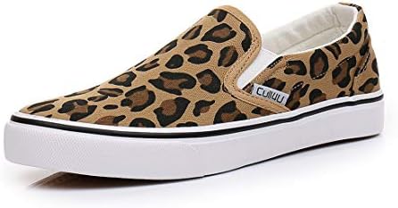 Cull4U Women's Classic Slip On Trainer Shoes (7.5 M US,Leopard/White)