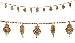 Door Wall Hanging Toran Bandanwar Indian Traditional Good Luck Charm Decoration & Gift Idea for Home Office Temple Pooja Festival Decorations Home Decor Items( with Shubh Labh Mango Leaf )