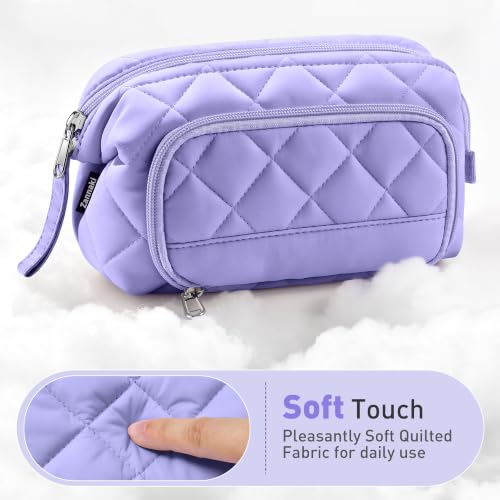 Image of Zannaki Soft Quilted Large Pencil Pouch Organizer with Wide Opening for Boys Girls Teens - Extra Big Capacity Pen Pencil Bag with Zipper, Portable Pencil Case Box for School, College, Cosmetic Gift