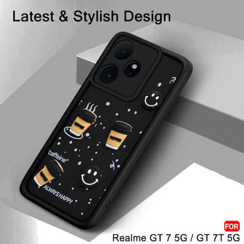 Image of TheGiftKart Back Cover Case for Realme GT 7 5G / GT 7T 5G | Cute Fun Cartoon 3D Smiley Coffee Case | Full Camera Protection | Shockproof Back Cover Case for Realme GT 7 5G / GT 7T 5G