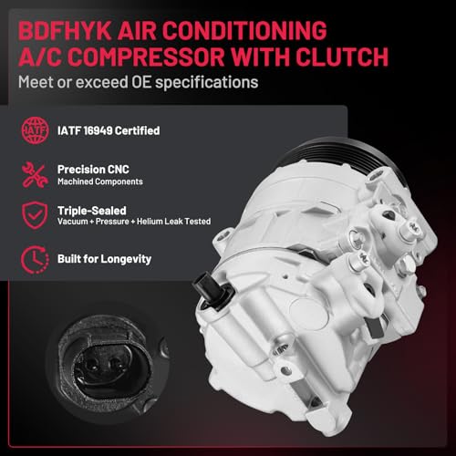 BDFHYK 98394 Air Conditioning A/C Compressor with Clutch Compatible with Mercedes-Benz C-Class C230 C320, CLK-Class CLK320 CLK350, E-Class E300 E350, G-Class G500 G550, S-Class & More