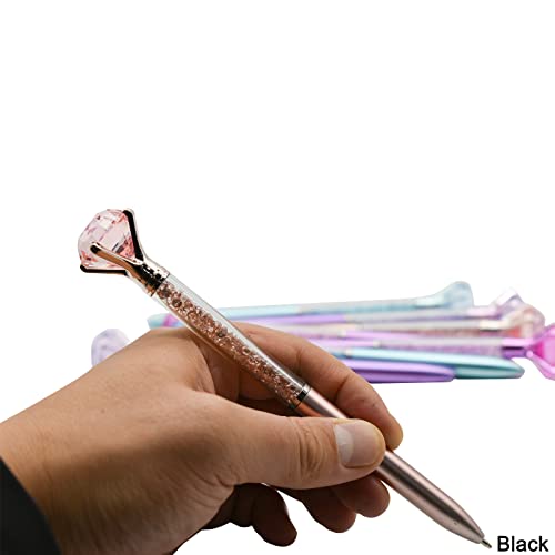 Maydahui 12Pcs Big Crystal Diamond Ballpoint Pens Colorful Retractable Bling Quicksand Pen Rhinestones Metal Pen Black Ink For School Office Wedding Party #TOP4