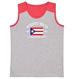 Puerto Rico La Isla Del Encanto Est 1508 Youth Contrast Back Tank Top (Heather/Red, X-Large)