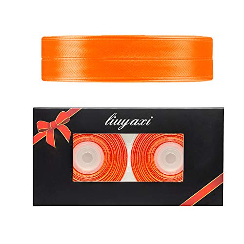 Image of Solid Color Double Faced Orange Satin Ribbon 1 /2 inch X 50 Yards, Ribbons Perfect for Crafts, Wedding Decor, Bow Making, Sewing, Gift Package Wrapping and More