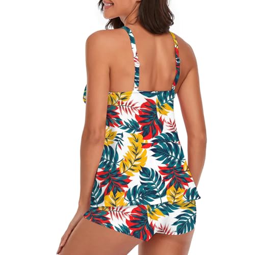 Image of Urchics 2026 Women Two Piece Tankini Swimsuit Tummy Control Plus Size Long Torso Top and High Waisted Boyshorts Bathing Suits