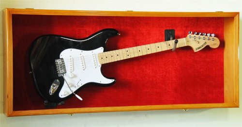 sfDisplay.com,LLC. Guitar Fender Display Case Cabinet Wall Rack w/UV Protection- Lockable -Cherry