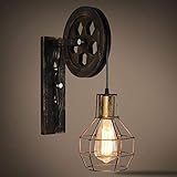  Fesjoy Europeo Apliques de Pared Vintage Metal Hierro Ahorro de Energía Interior Decoración Colgante Levantando Polea Loft Vestíbulo Habitación Estudio Comedor Luz Lámpara de Pared