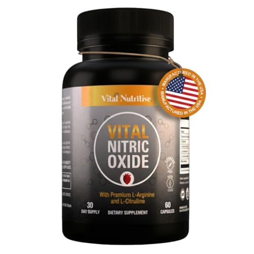 Vital Nitric Oxide Supplements for Men - Workout Booster Supplement for Men - Nitrous Oxide Boost Blood Flow Blood Pressure Energy & Workout Performance with L Arginine L Citruline-30 Days Supply