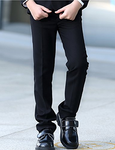 Yuanlu Boys Colorful Formal Suits 5 Piece Slim Fit Dresswear Suit Set (Black, 7) #TOP6