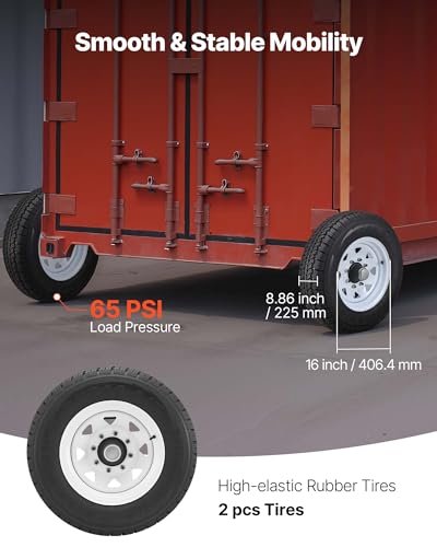 Image of VEVOR Shipping Container Wheels 8-Lug Wheels Kit, Heavy Duty Shipping Container Accessories with Ratchet Tie Down-Moves 20 ft - 40 ft, Secure Transport for Dock, Warehouse, Construction Site, Black